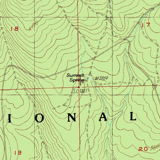 Topographic Map of Summit Spring, OR