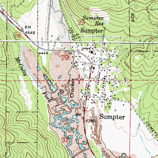 Topographic Map of Sumpter, OR