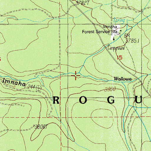 Topographic Map of Sumpter Creek, OR