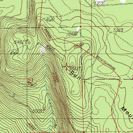 Topographic Map of Sun Mountain, OR