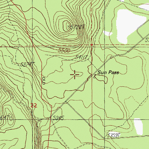 Topographic Map of Sun Pass, OR