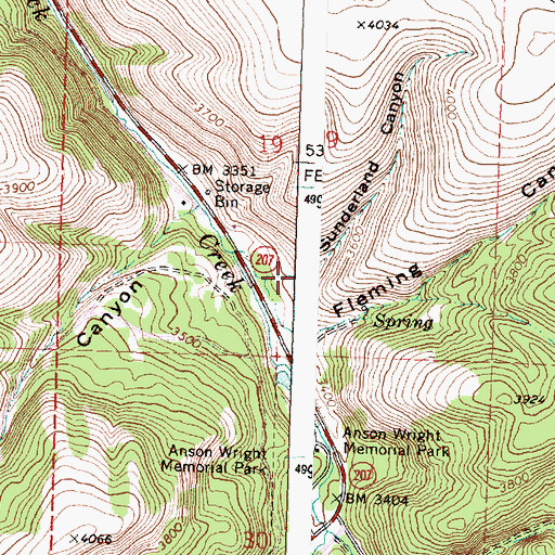 Topographic Map of Sunderland Canyon, OR
