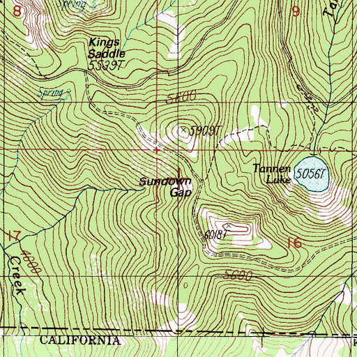 Topographic Map of Sundown Gap, OR