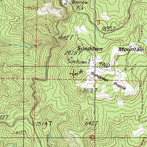 Topographic Map of Sundown Mountain, OR