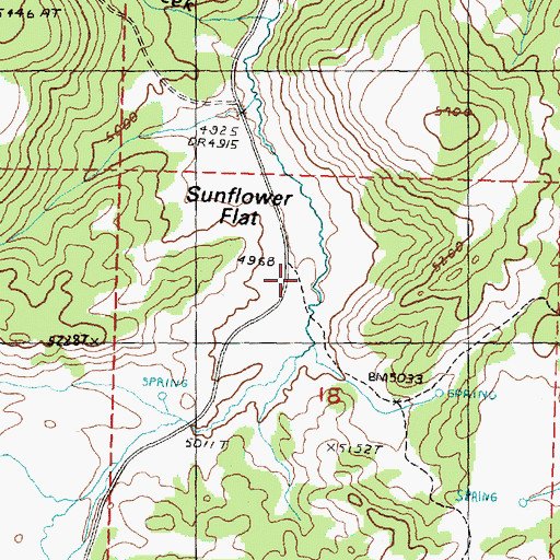 Topographic Map of Sunflower Flat, OR