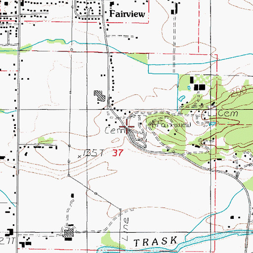 Topographic Map of Sunset Heights Memorial Gardens, OR