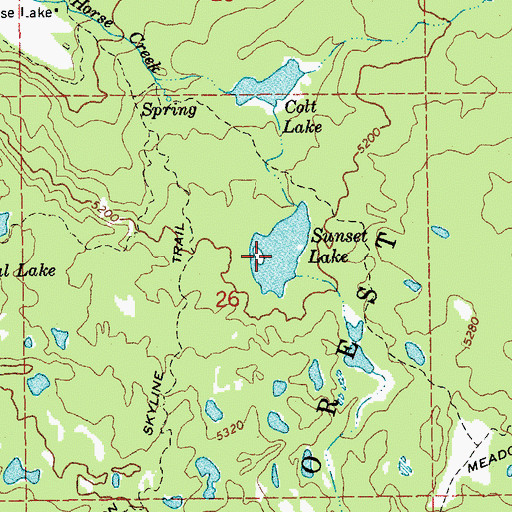 Topographic Map of Sunset Lake, OR