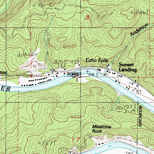 Topographic Map of Sunset Landing, OR