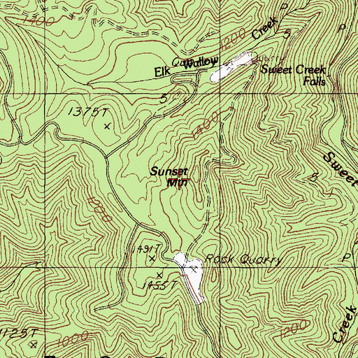 Topographic Map of Sunset Mountain, OR