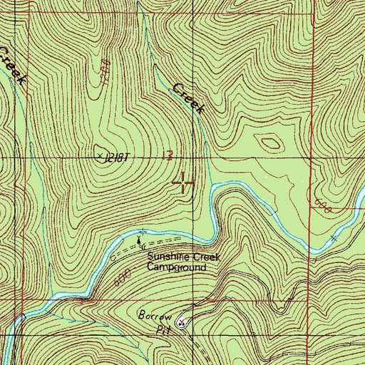 Topographic Map of Sunshine Creek, OR
