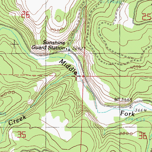 Topographic Map of Sunshine Creek, OR