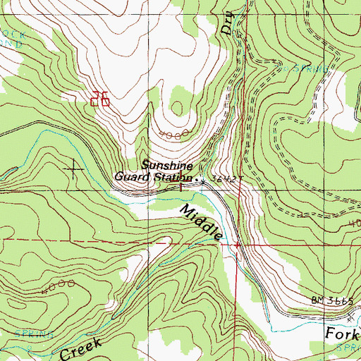 Topographic Map of Sunshine Guard Station, OR