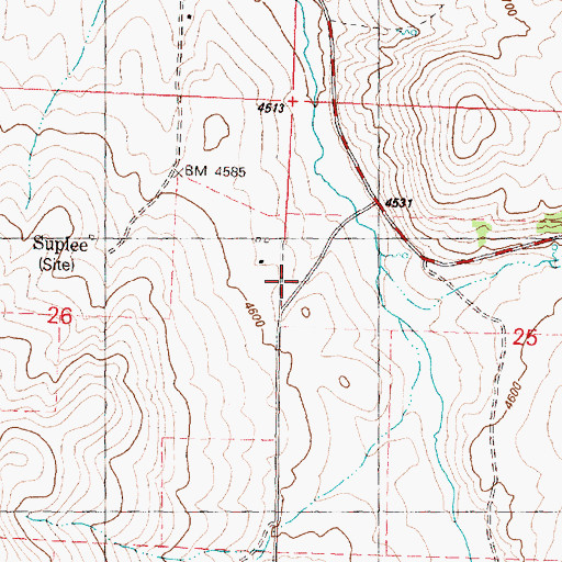 Topographic Map of Suplee, OR