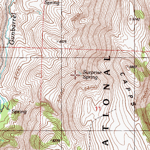Topographic Map of Surprise Spring, OR
