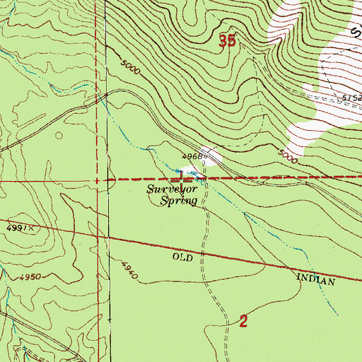 Topographic Map of Surveyor Spring, OR