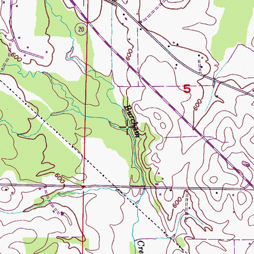 Topographic Map of Bruton Branch, AL