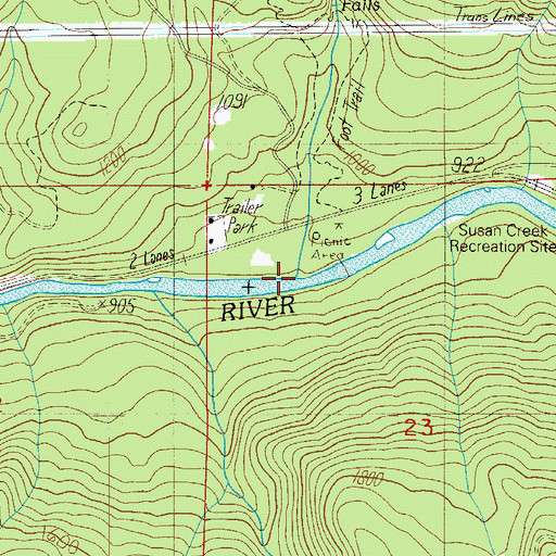 Topographic Map of Susan Creek, OR