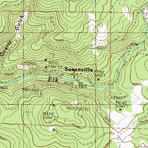 Topographic Map of Susanville, OR