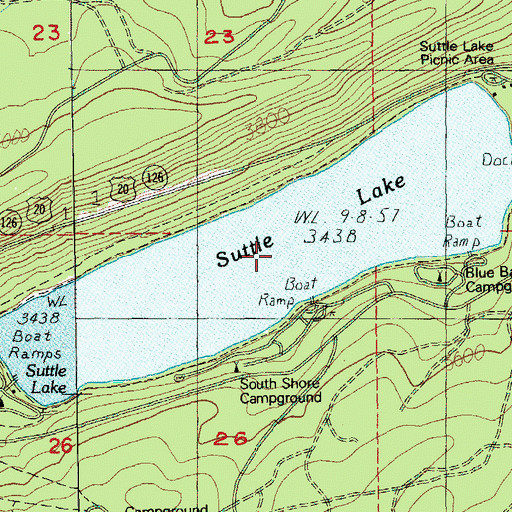 Topographic Map of Suttle Lake, OR