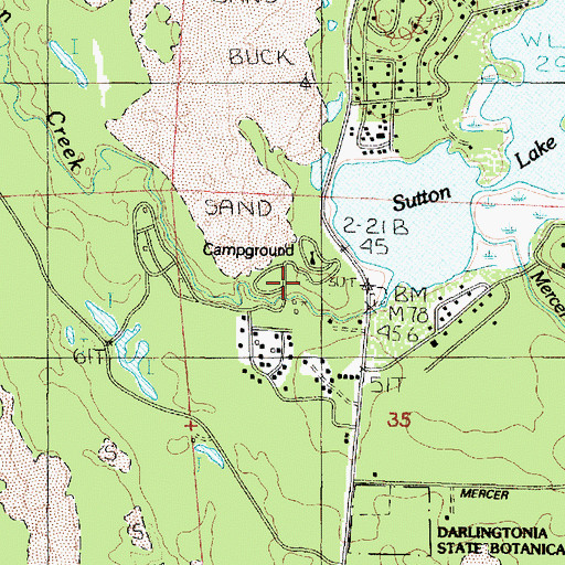 Topographic Map of Sutton Recreation Site, OR