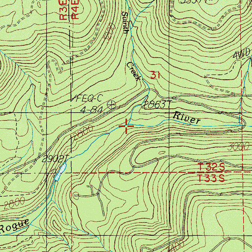 Topographic Map of Svinth Creek, OR