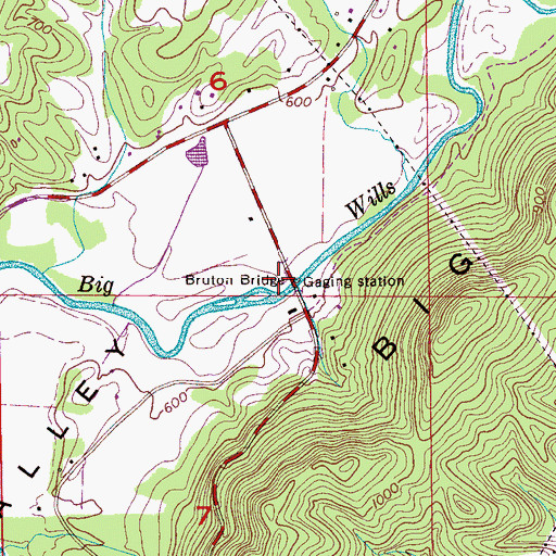 Topographic Map of Bruton Bridge, AL