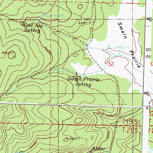 Topographic Map of Swain Prairie Spring, OR