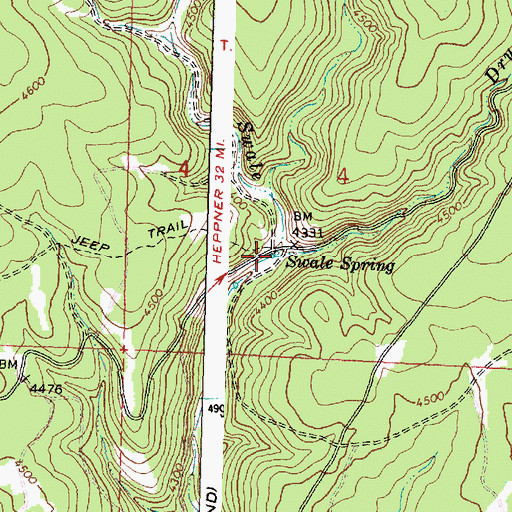 Topographic Map of Swale Spring, OR
