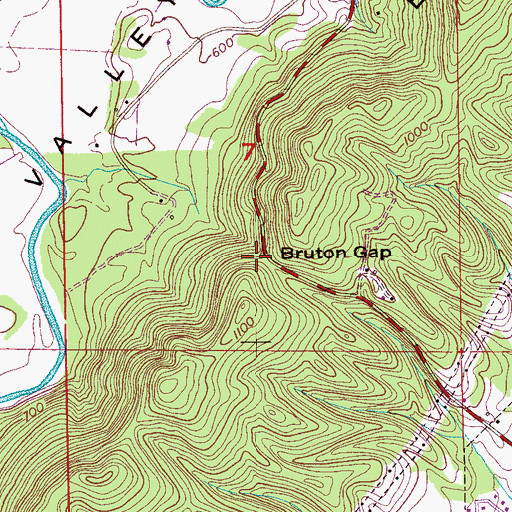 Topographic Map of Bruton Gap, AL