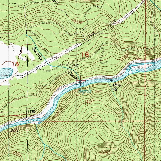 Topographic Map of Swamp Creek, OR