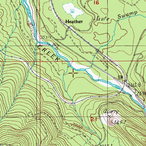 Topographic Map of Swamp Creek, OR