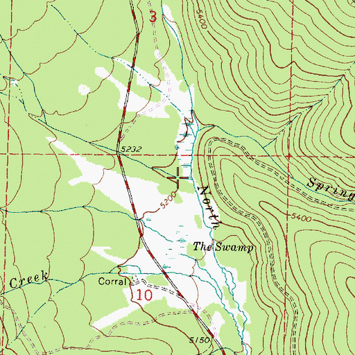 Topographic Map of Swamp Creek, OR