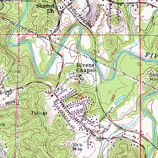 Topographic Map of Brvens Chapel, AL