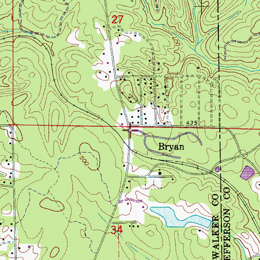 Topographic Map of Bryan, AL