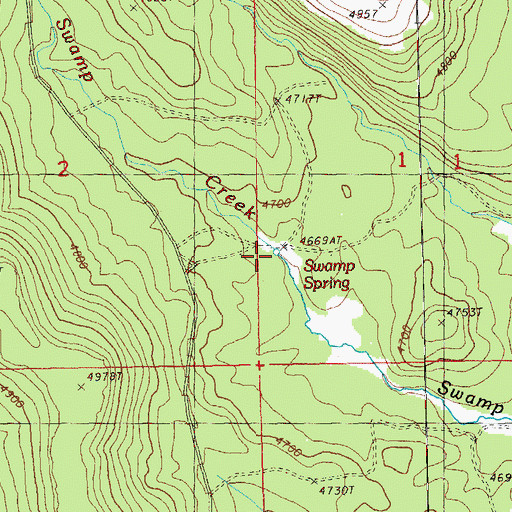 Topographic Map of Swamp Spring, OR