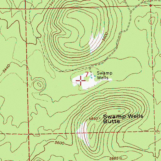Topographic Map of Swamp Wells, OR