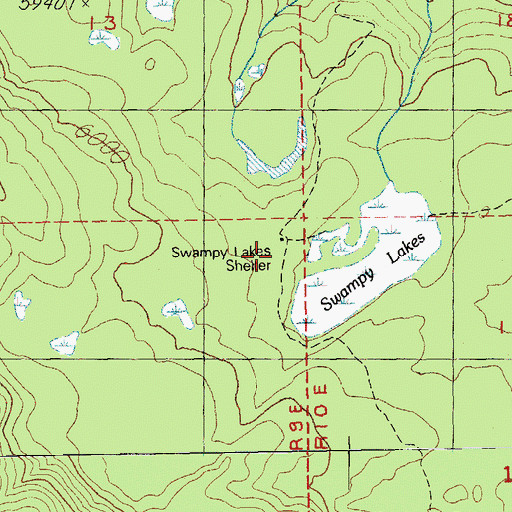 Topographic Map of Swampy Lakes Shelter, OR