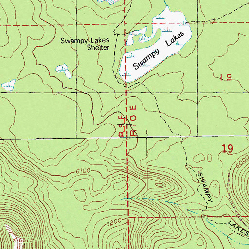 Topographic Map of Swampy Lakes Trail, OR