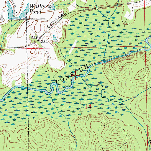 Topographic Map of Bryan Mill Creek, AL