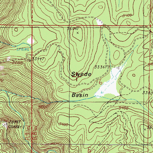 Topographic Map of Swede Basin, OR