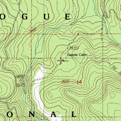 Topographic Map of Swede Cabin, OR