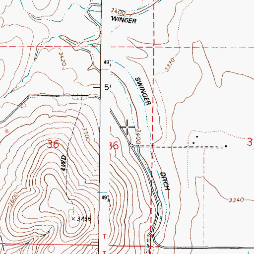 Topographic Map of Swinger Ditch, OR