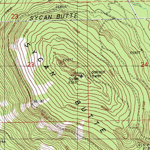 Topographic Map of Sycan Butte, OR