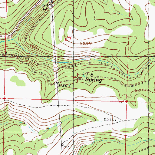 Topographic Map of T-6 Spring, OR