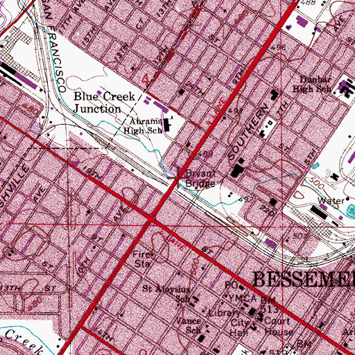 Topographic Map of Bryant Bridge, AL