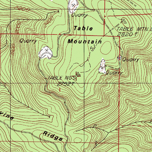 Topographic Map of Table Mountain, OR