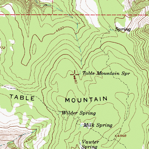 Topographic Map of Table Mountain Spring, OR
