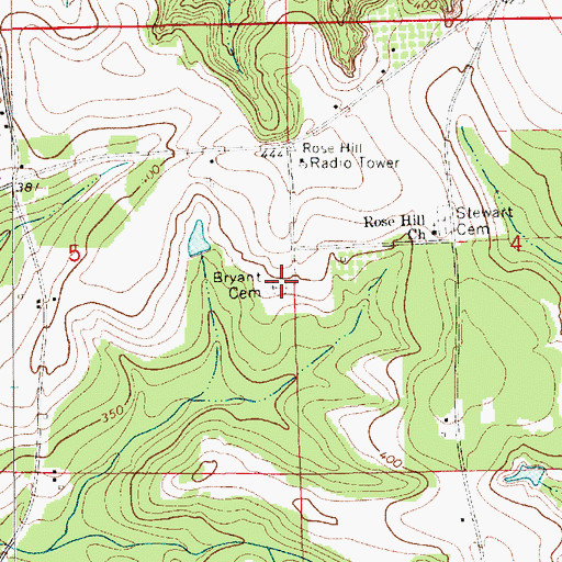 Topographic Map of Bryant Cemetery, AL