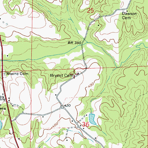 Topographic Map of Bryant Cemetery, AL
