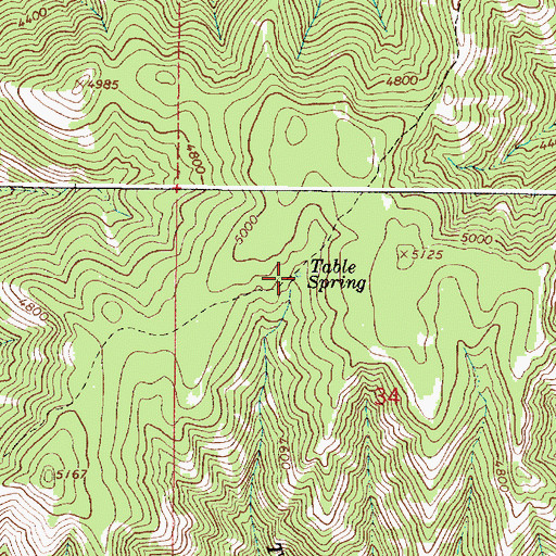 Topographic Map of Table Spring, OR